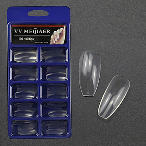 Hộp 100 móng tay úp liền mạch trong suốt bằng acrylic cho nữ