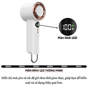 Quạt cầm tay turbo sò lạnh mini siêu mát Pin trâu 3000 mAh, nhỏ gọn linh hoạt hiệu WIWU Wi-FS016 ChillMate - 100 chế độ gió, thiết kế đẹp, bền - hàng nhập khẩu