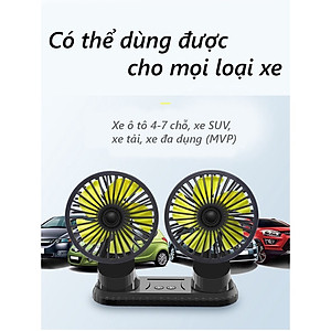 Quạt ô tô thông minh, quạt đôi đa năng xe hơi 12v, 24v xoay 360 tiện ích cao cấp mẫu mới loại tốt gió mạnh, phụ kiện ô tô