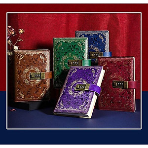 SỔ TAY, NHẬT KÝ BÌA DA CAO CẤP PHONG CÁCH CỔ ĐIỂN VINTAGE CÓ KHÓA MẬT KHẨU