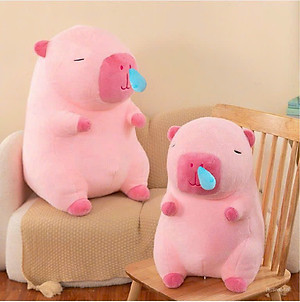 Thú nhồi bông capybara hồng chảy nước mũi đáng yêu - Size từ 35cm đến 45cm - Móc khoá gấu bông Capybara.