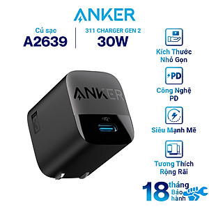 Adapter Sạc Anker 313 / 311 Charger Gen 2 30W 1 Cổng Type-C A2639 - Hàng Chính Hãng