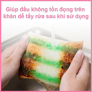 Miếng rửa chén đa năng sợi tre MyJae, miếng rửa chén chống xước 2 mặt, siêu bền đánh bay dầu bẩn
