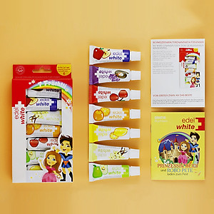 Hộp 7 tuýp Kem Đánh Răng Cho Bé EDELWHITE TỪ 0-6 Tuổi 7 FRÜCHTLI (9g/tuýp)