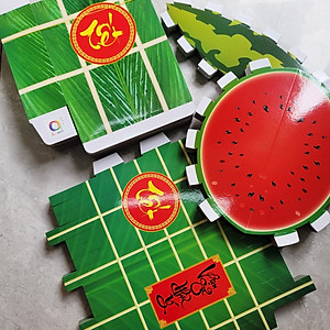Set dưa hấu bánh chưng bánh tét trang trí tết bằng giấy