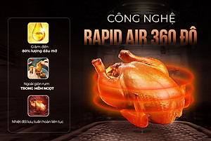 [Bản mới] Nồi chiên không dầu 6.5L SUNHOUSE SHD4030 - Công nghệ Rapid Air giảm tới 80% dầu mỡ - Khoang chiên trong suốt - Hàng chính hãng