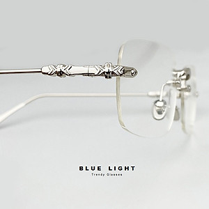 Gọng Kính Cận, Kính Giả Cận Nam Nữ, Gọng Khoan Mắt Chữ Nhật Không Viền, Sang Trọng Thanh Lịch, Cứng Cáp - BLUE LIGHT