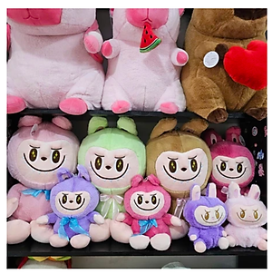 Thú nhồi bông labubu đeo nơ dễ thương - Size từ 37cm đến 65cm - Quà tặng gấu bông labubu êm mịn cho bé.