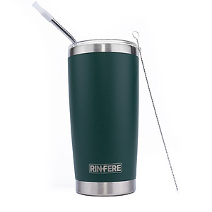 Ly Giữ Nhiệt Nắp Trượt Chống Tràn Rinfere - Tặng Kèm Ống Hút Không Gỉ, Dụng Cụ Vệ Sinh Ông Hút (590ml)