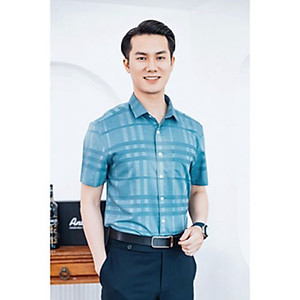 Sơ mi nam Ngắn tay công sở trung niên thương hiệu Anton vải bamboo xanh lục thoáng mát, thấm hút mồ hôi - NT204