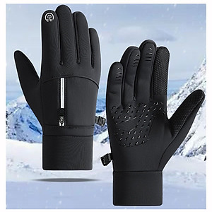 Găng tay nam đi xe máy mùa đông cảm ứng chống nước lót nỉ lông cực ấm - Thiết kế nam tính GTCD06