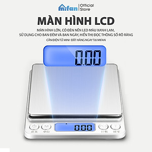 Cân Điện Tử Mini Cao Cấp 2024 MIFAN 0.01g - 3kg - Nhỏ Gọn, Siêu Chính Xác, Thép Không Gỉ, Màn LCD -Tặng 2 Đĩa Cân Và Pin
