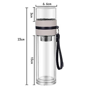 Bình Thủy Tinh 2 Lớp Pha Trà - Cách Nhiệt Tốt - Có Lõi Lọc Inox 304 - Dung Tích 400ml - Hàng Loại 1