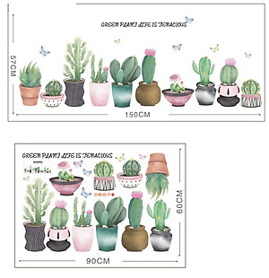 Decal dán tường, dán kính trang trí hoạ tiết Xương Rồng XC9013