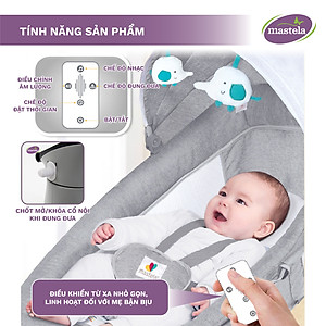 Nôi ru ngủ thư giãn kết hợp ghế ngồi đọc sách cho bé có nhạc Mastela 8104/8106 - điều khiển từ xa - kết hợp Bluetooth