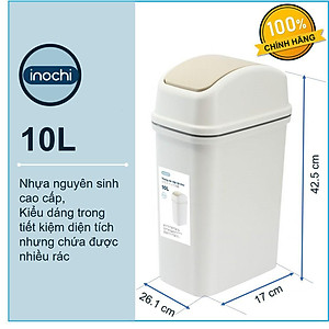Thùng Rác Nhựa Nắp Lật Inochi 10 Lít Rất Đẹp Làm Sọt Rác Văn Phòng, Khách Sạn, Đựng Rác Gia Đình, Để Bàn Trong Nhà
