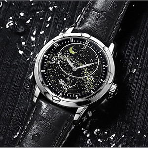 Đồng hồ cơ nam tự động DIZIZID Automatic chính hãng - Dây da cao cấp - Chống nước tốt - Thiết kế dải ngân hà dạ quang chuyển động độc đáo DZCTD99