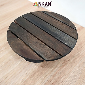 Đế Lót Chậu Cây Có Bánh Xe Cao Cấp ANKAN Hình Tròn Màu Xám Đen R30Cm Tải trọng 150 Kg Gỗ Tràm Bông