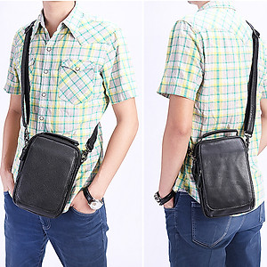 Túi đeo chéo nam, túi xách tay da bò thật Bụi Leather DC104 - Da bò Mill cao cấp, Unisex - Bảo Hành 12 tháng