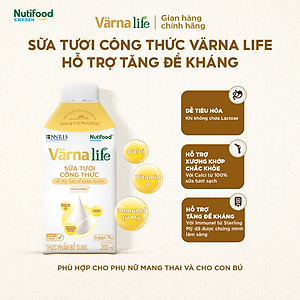 Thùng Thực phẩm bổ sung Värna Life sữa tươi công thức (Vàng) (12 hộp x 200ml)