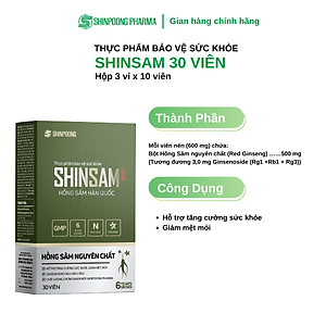 [Hộp 30 Viên] Viên Uống Hồng Sâm Hàn Quốc 6 Năm Tuổi SHINSAM Korean Red Ginseng - SHINPOONG PHARMA