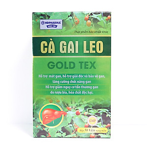 Viên uống bổ gan Cao Cà Gai Leo Gold Tex mát gan, giải độc gan, hạ men gan - Hộp 50 viên thành phần cà gai leo, diệp hạ châu, giảo cổ lam, rau má, atiso