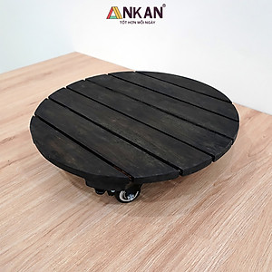 Đế Lót Chậu Cây Có Bánh Xe Cao Cấp ANKAN, Tròn Màu Xám Đen R35cm, Tải trọng 150 Kg, Di Chuyển Chậu Cây Êm Ái, Không Ồn