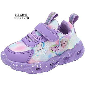 Giày thể thao bé gái có đèn LED phát sáng họa tiết Elsa thiên thần xinh xắn và dễ thương 1 2 3 4 5 tuổi phong cách GH45