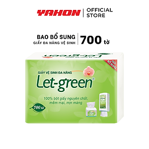 Bao Bổ Sung Khăn Giấy Vệ Sinh Đa Năng 10*21cm LET-GREEN, 700 Tờ/Bao