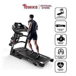 [Còn hàng] Máy chạy bộ đa năng tại nhà Toshiko MC33 PRO, chức năng nâng dốc tự động theo nhu cầu, kèm theo đai massage và thanh gập bụng, đồng hồ hiển thị thông số nhịp tim, calo tiêu thụ