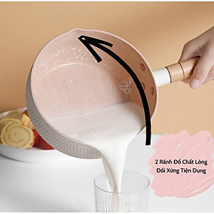 Chảo Chống Dính Sâu Lòng Đáy Từ Vân Tổ Ong Size 18cm Có Tay Cầm Gỗ-Nồi Nấu Mì Màu Pastel Lúa Mạch- Hàng Loại 1 Chính Hãng MINIIN