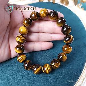 Vòng tay phong thủy đá Mắt Hổ Vàng Nâu/đen size 12 li loại 5A vip, phong thủy mệnh Thổ Kim