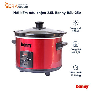 Nồi Tiềm Nấu Cháo Chậm Kho Cá Hầm Chưng Yến Đa Năng Benny BSL-25A (2.5 lít) - Chính Hãng
