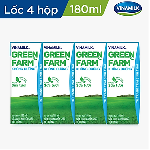 Thùng 48 Hộp Sữa Tươi Tiệt Trùng Vinamilk Green Farm - Sữa Tươi 100% Không Đường 180ml
