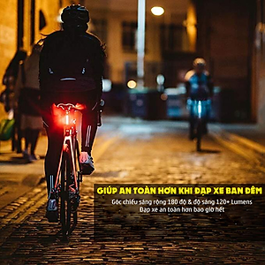 Đèn đuôi xe đạp xanh đỏ cảnh sát COB 120lumens chống nước IPX4 sạc điện FGY306 Mai Lee