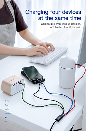 Dây sạc 4 IN 1 đa năng của Baseus  (3.5A, 120cm , Fast charge 4 in 1 Cable) cho iPhone/ iPad, Smartphone Android  - Hàng chính hãng