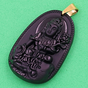 Mặt Phật Bồ Tát Phổ Hiền thạch anh đen 3.6cm - Phật bản mệnh tuổi Thìn, Tỵ