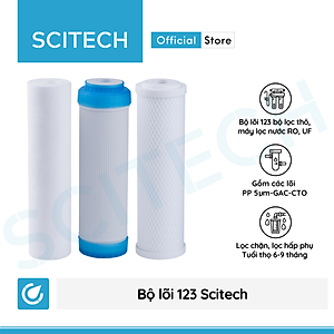 Bộ lọc nước thô đầu nguồn 3 cấp lọc 10 inch by Scitech - Hàng chính hãng