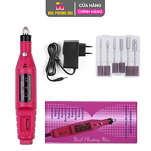 Máy Mài Mini Cầm Tay Làm Nail Tặng Kèm 6 Đầu Mài Tiện Lợi, Mài Móng Tốc Độ 3000 Vòng/Phút, Điều Chỉnh 0-240V, Chà Gót Chân Nữ Women