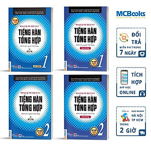 Combo 4 Cuốn Tiếng Hàn Tổng Hợp Sơ Cấp 1 và 2 Bản Đen Trắng - Học Kèm App Và Khóa Học Online
