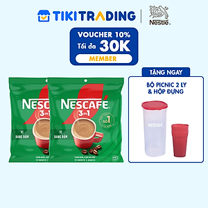 [Tặng Bộ 2 ly thủy tinh] Combo 2 Bịch Cà phê Hòa tan NESCAFÉ VỊ RANG ĐẬM 46 gói Đậm Thơm Hoàn Hảo