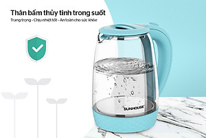 Ấm siêu tốc thủy tinh Sunhouse SHD1215 - Hàng Chính Hãng