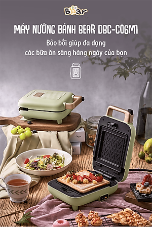 Máy Nướng Bánh Mỳ, Máy Kẹp Bánh Mỳ Sandwich-Waffle BEAR DBC-C06M1 Dung Tích 0.8 Lít, Công Suất 600 W - Hàng Chính Hãng