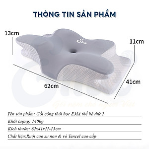 Gối công thái học EMA thế hệ thứ 2 - Chống đau cổ vai ngáy, chống ngủ ngáy, hỗ trợ ngủ nhanh