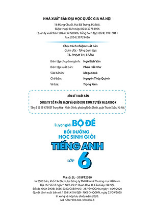 Sách Luyện Giải Bộ Đề Bồi Dưỡng Học Sinh Giỏi Tiếng Anh Lớp 6