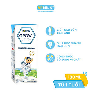 Sữa Tiệt Trùng Ít Đường VPMilk Grow+ Hộp 180ml (Thùng 48 Hộp)
