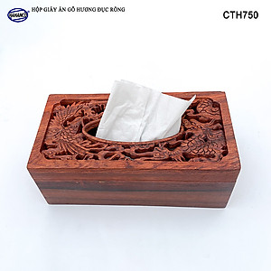 Hộp Giấy Ăn Bằng Gỗ Hương (Cỡ lớn - đủ mẫu) Đục Khắc Hoa Văn Tinh Xảo/Độc Đáo