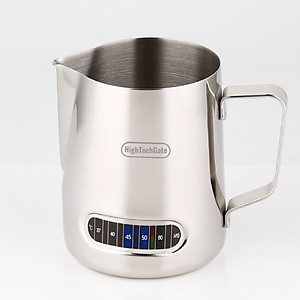 Ca đánh sữa inox HighTechGate 600ml MP60, tạo bọt sữa có cảm biến nhiệt độ, pha chế cà phê, cappuccino, lattee tiện lợi, hàng chính hãng