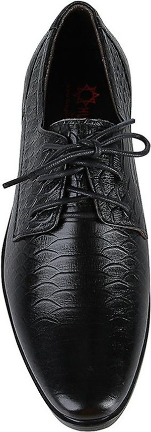 Giày tây nam Huy Hoàng da bò vân da trăn cột dây màu đen HT7798