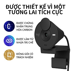 Máy Webcam Full HD Logitech Brio 300 Màn che ống kính, Micro giảm tiếng ồn, USB-C, được chứng nhận cho Zoom, Microsoft Teams, Google Meet, tự động điều chỉnh Ánh sáng - Hàng chính hãng